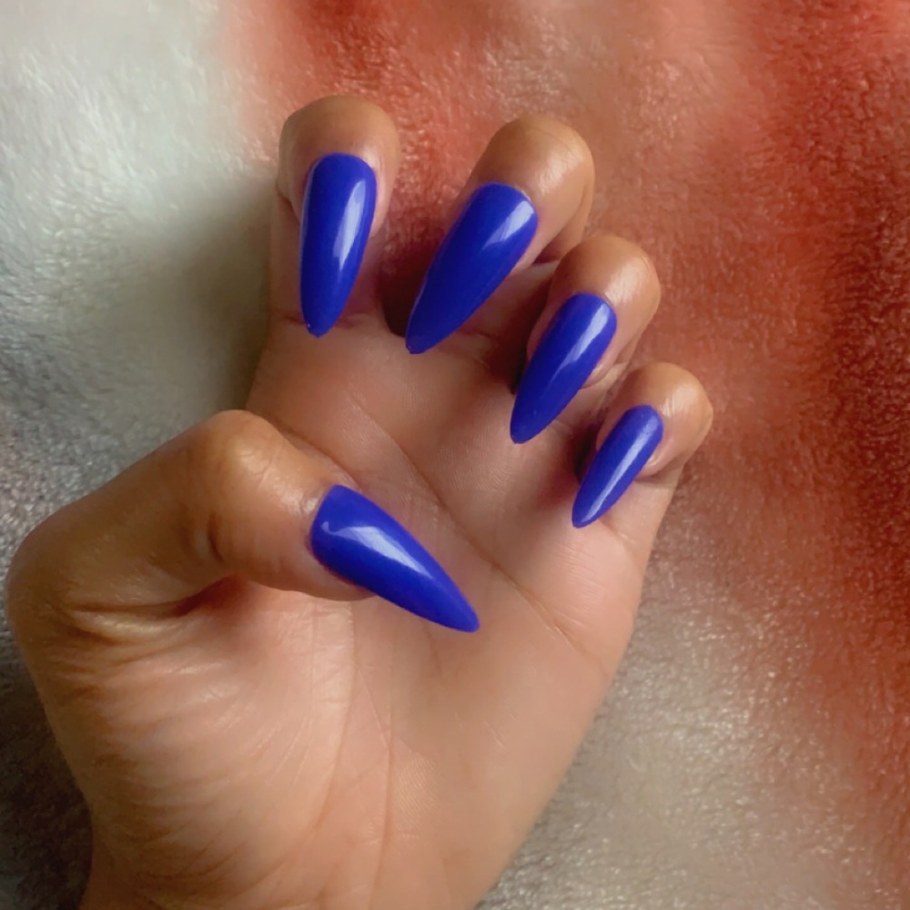 Dark Blue Long Almond Press-On Nail Set